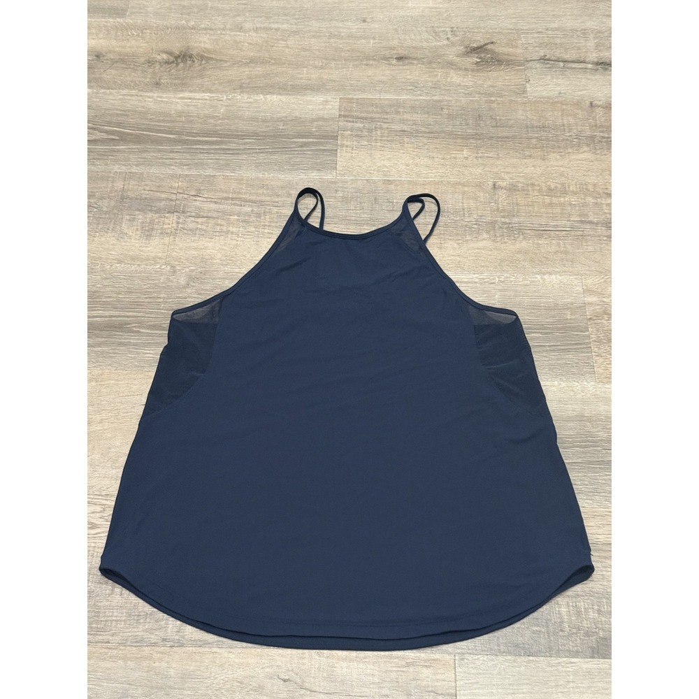 Lululemon Navy Blue High Neck Racerback Mesh Panel Activewear Tank Top Size 12